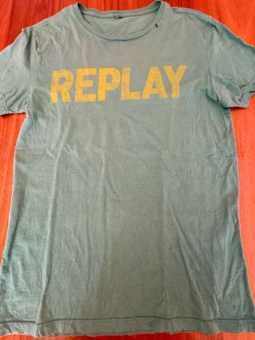 Replay Men’s Green Cotton Tee with Yellow Logo